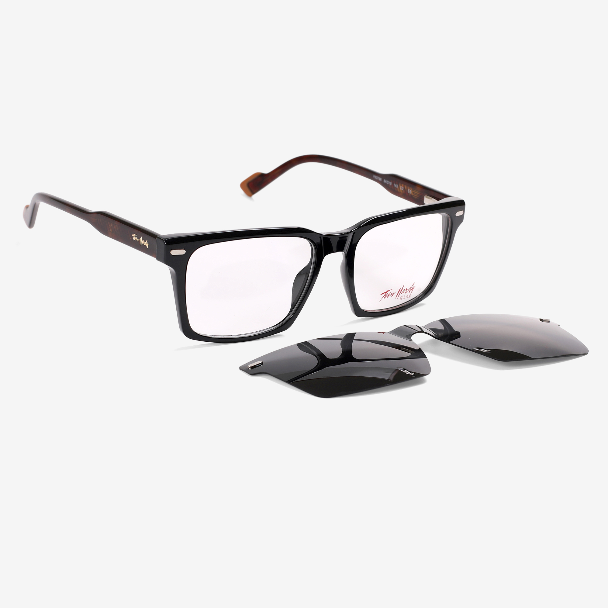 Tom Hardy Rectangular Optical Frame with Magnetic Polarized Clip-On-YX0786 by Tom Hardy – Rs2,500 | Lookscart Nepal